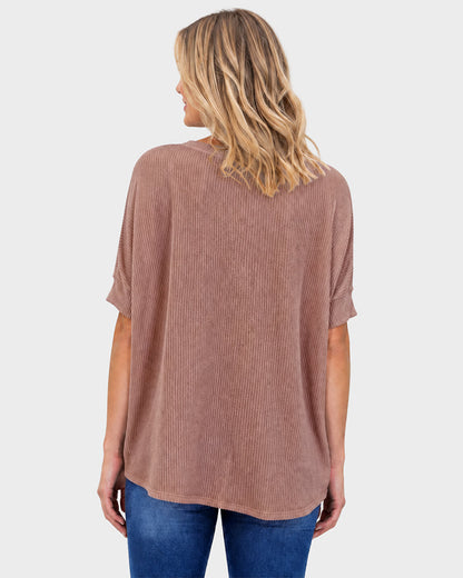 Oversized Ribbed Dolman Sleeve Top