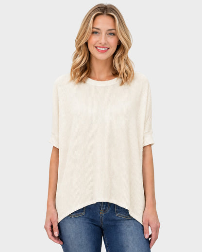 Oversized Ribbed Dolman Sleeve Top
