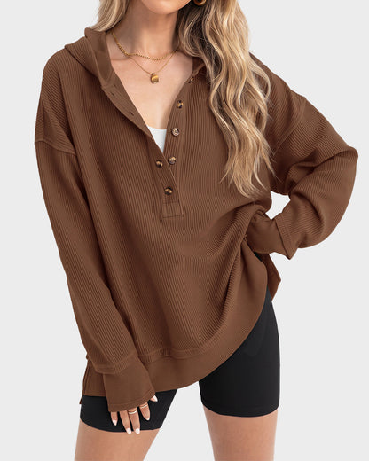 Oversized Collared Ribbed Sweatshirt