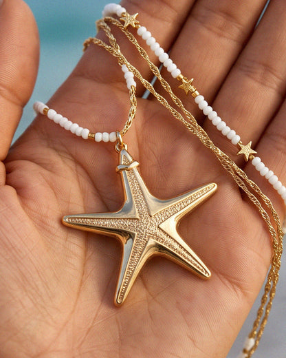 Pearl & Ocean Charm Stackable Necklace