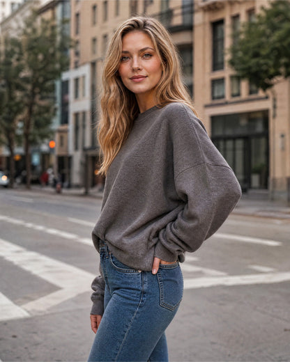 Relaxed Crewneck Knit Sweater