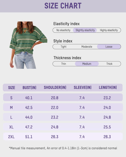 Relaxed Striped Crewneck Short-Sleeve Knit Pullover