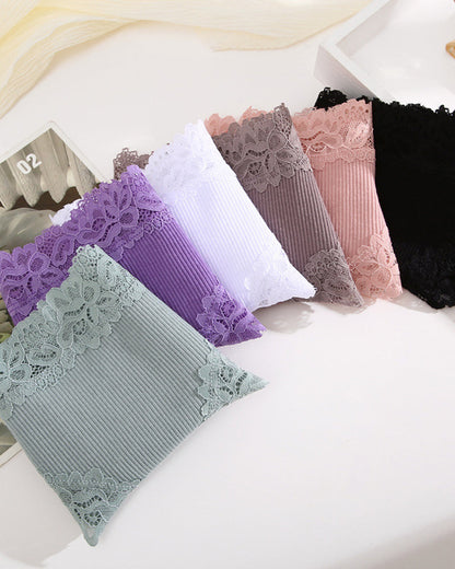 Ribbed Cotton Lace Mid-Rise Panty (9 pack）