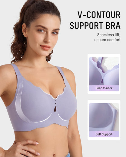 Seamless Deep-V Wireless Support Bra
