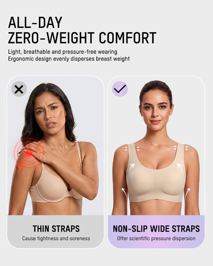 Seamless Wireless Full-Coverage T-Shirt Bra