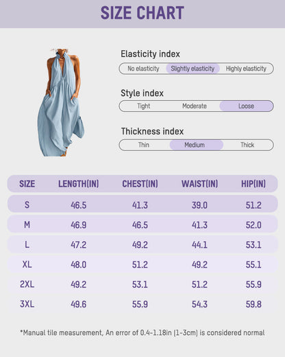 Slimming Flowy Halter Maxi Dress with Pockets