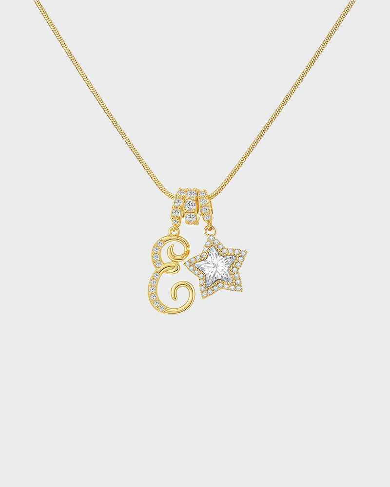 Sparkling Initial & Star Charm Necklace