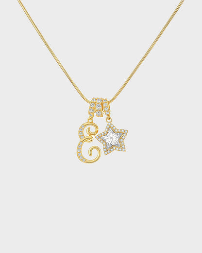 Sparkling Initial & Star Charm Necklace