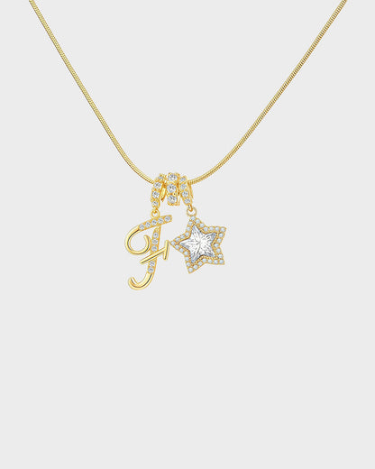Sparkling Initial & Star Charm Necklace