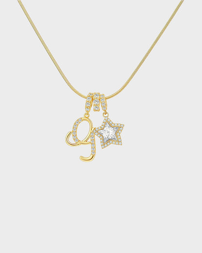 Sparkling Initial & Star Charm Necklace