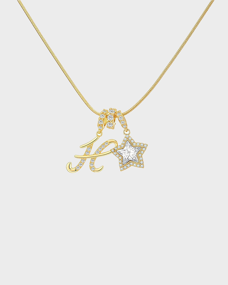 Sparkling Initial & Star Charm Necklace
