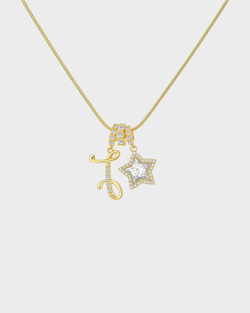 Sparkling Initial & Star Charm Necklace