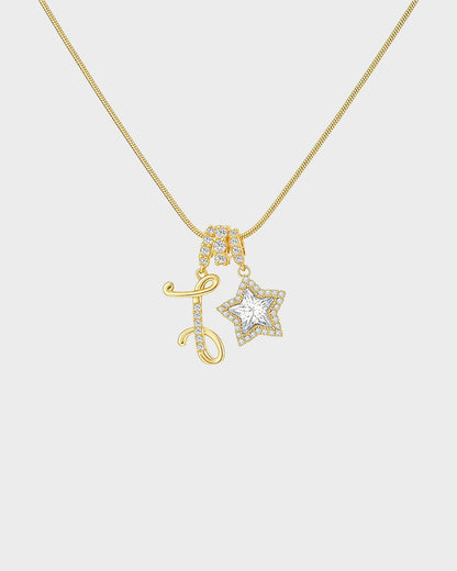 Sparkling Initial & Star Charm Necklace
