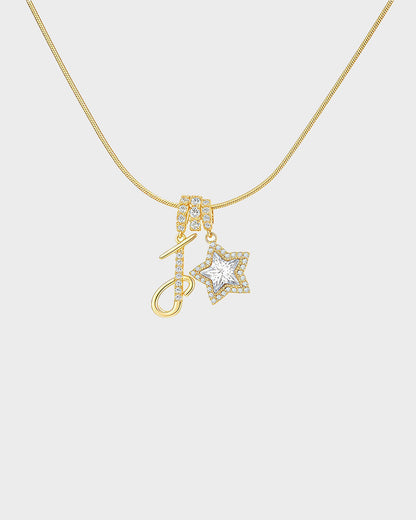 Sparkling Initial & Star Charm Necklace