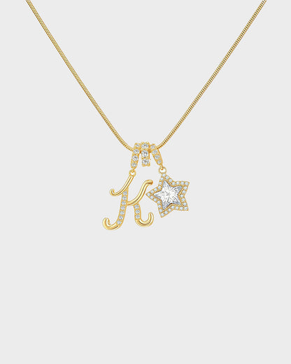 Sparkling Initial & Star Charm Necklace