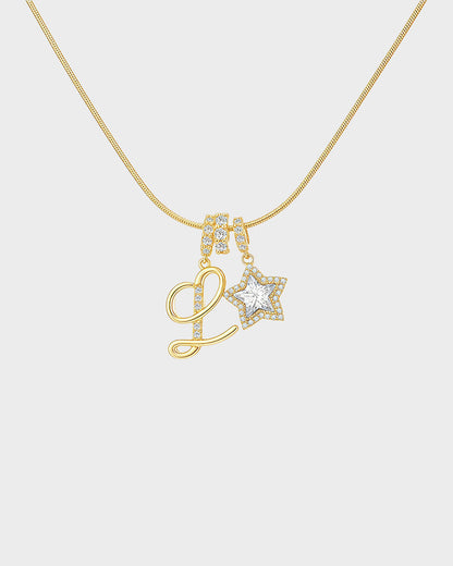 Sparkling Initial & Star Charm Necklace