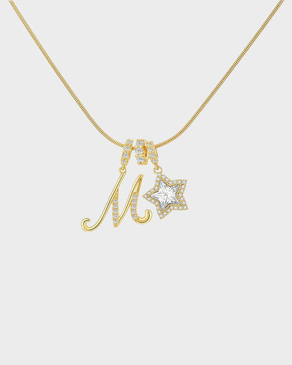 Sparkling Initial & Star Charm Necklace