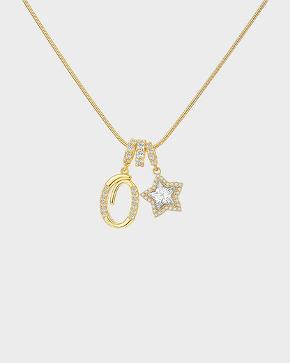 Sparkling Initial & Star Charm Necklace