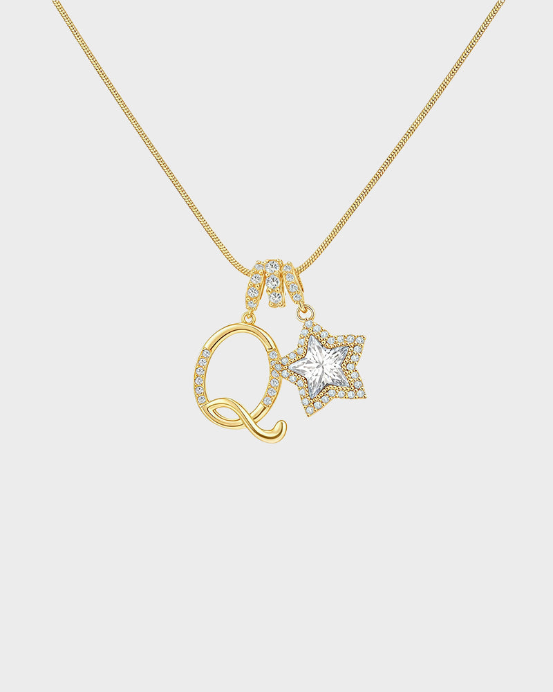 Sparkling Initial & Star Charm Necklace