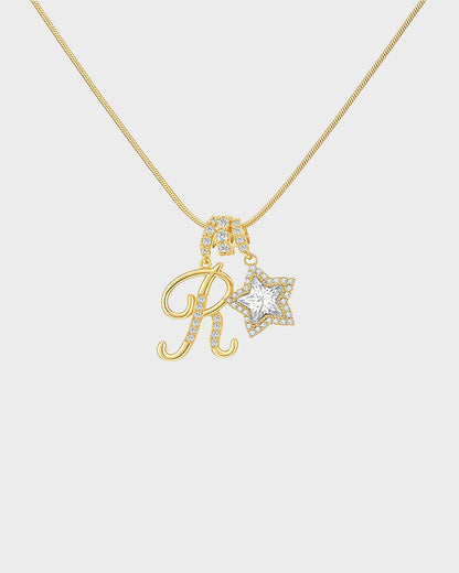 Sparkling Initial & Star Charm Necklace