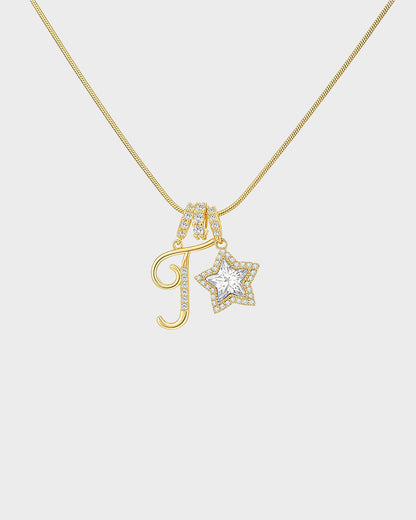 Sparkling Initial & Star Charm Necklace