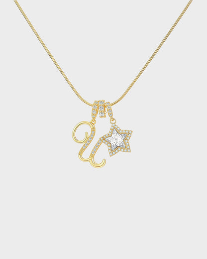Sparkling Initial & Star Charm Necklace