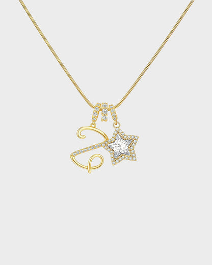 Sparkling Initial & Star Charm Necklace