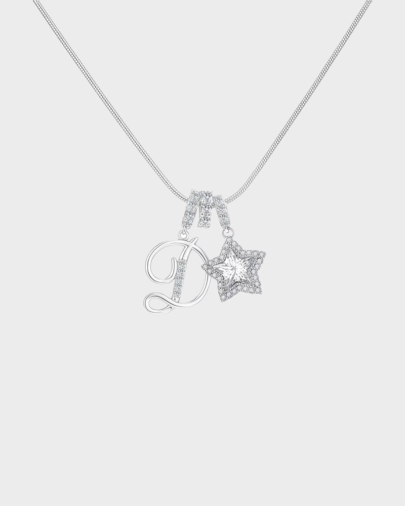 Sparkling Initial & Star Charm Necklace