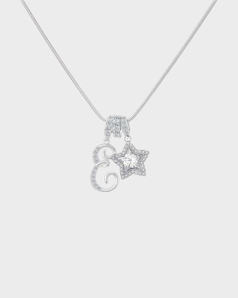 Sparkling Initial & Star Charm Necklace