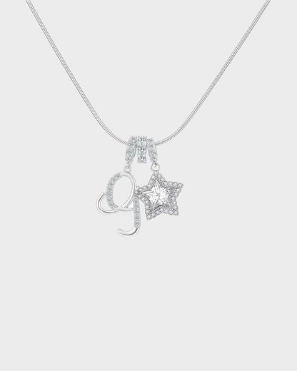 Sparkling Initial & Star Charm Necklace