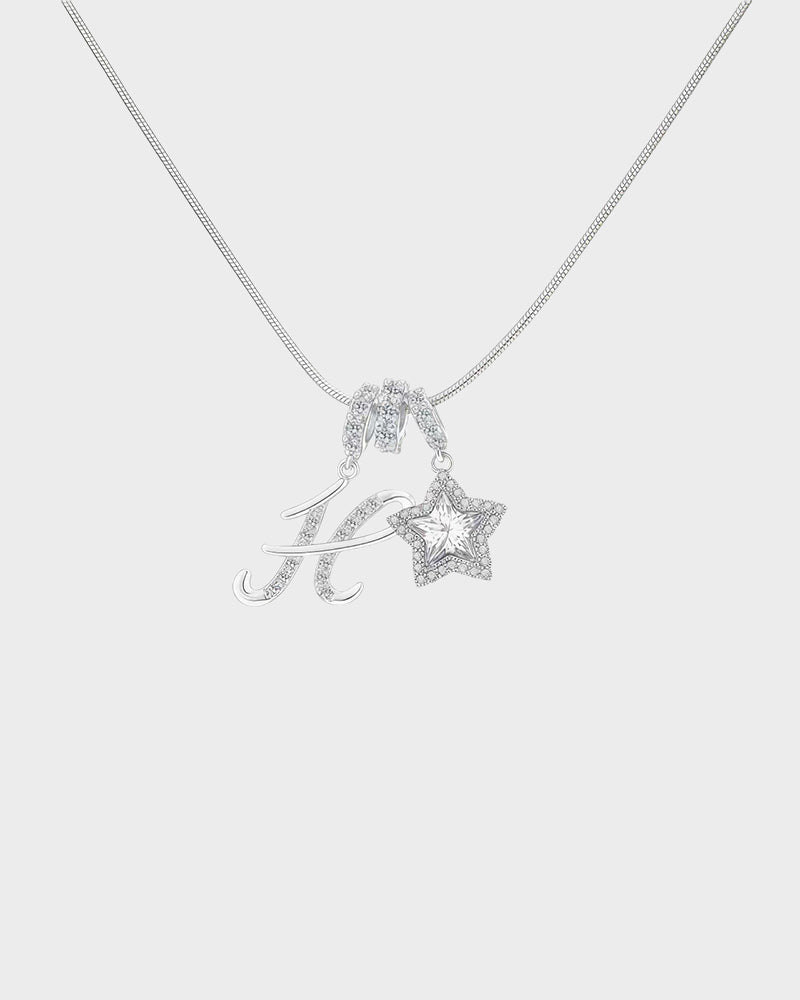 Sparkling Initial & Star Charm Necklace