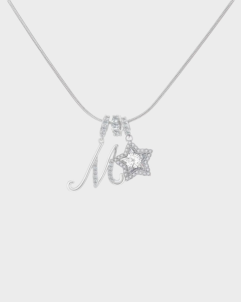 Sparkling Initial & Star Charm Necklace