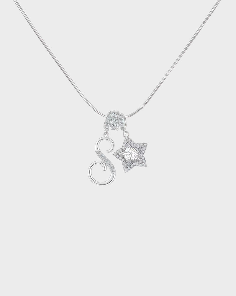 Sparkling Initial & Star Charm Necklace