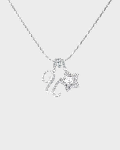 Sparkling Initial & Star Charm Necklace