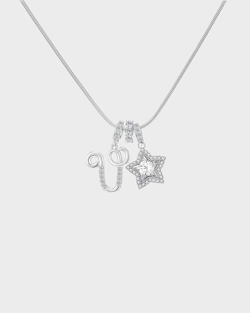 Sparkling Initial & Star Charm Necklace