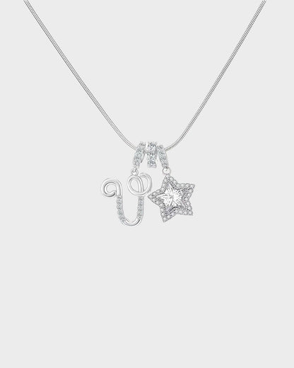 Sparkling Initial & Star Charm Necklace