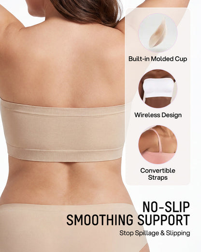 Stay‑Put Wireless Seamless Bandeau Bra