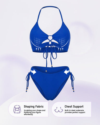 Tie-Front Push-Up Halter Bikini Set