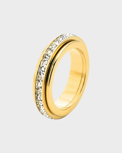 Titanium Steel Cubic Zirconia Spinner Ring
