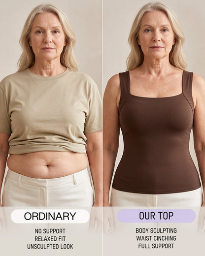 U-Neck Built-In Bra Shaping Tank Top