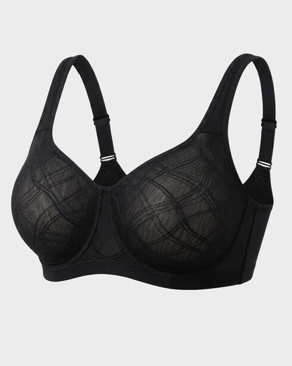 Ultra-Lightweight Full Coverage Cup Jacquard Mesh Comfort Bra