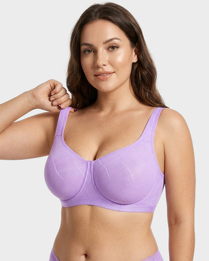 Ultra-Lightweight Full Coverage Cup Jacquard Mesh Comfort Bra