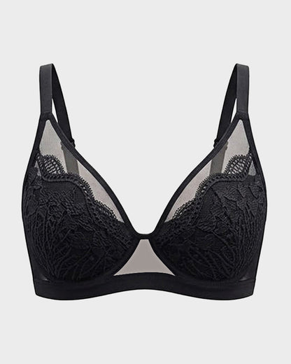 Unlined Lace Underwire Minimizer Bra