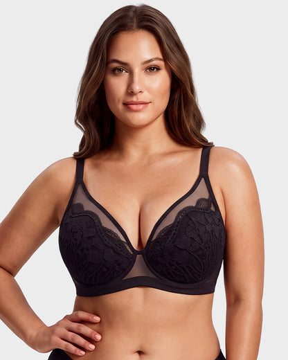 Unlined Lace Underwire Minimizer Bra