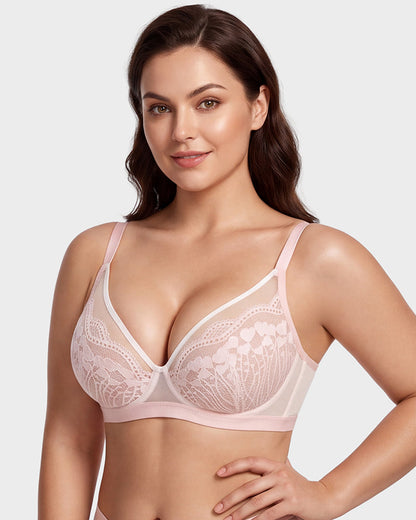 Unlined Lace Underwire Minimizer Bra