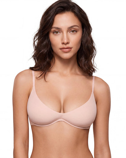 Unlined Plunge Balconette Bra with Underwire