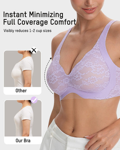 Wireless Lace Full Coverage Minimizer Bra