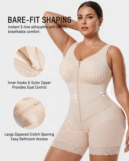Zip Front Tummy Control Full Body Shaper