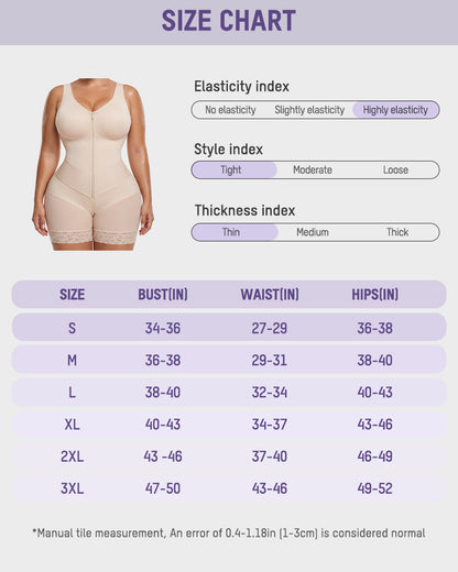 Zip Front Tummy Control Full Body Shaper
