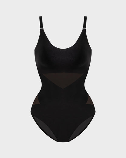 Criss-Cross Mesh Sculpting Bodysuit